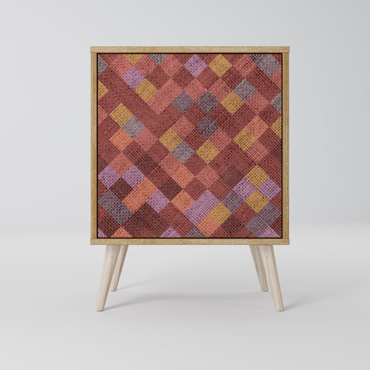 PAINTED SQUARES Madia a 1 anta effetto rovere