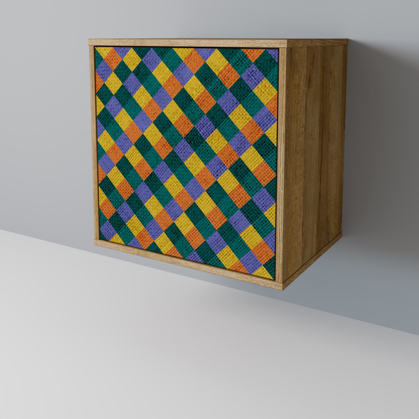 PAINTED SQUARES MIX Madia a 1 anta effetto rovere