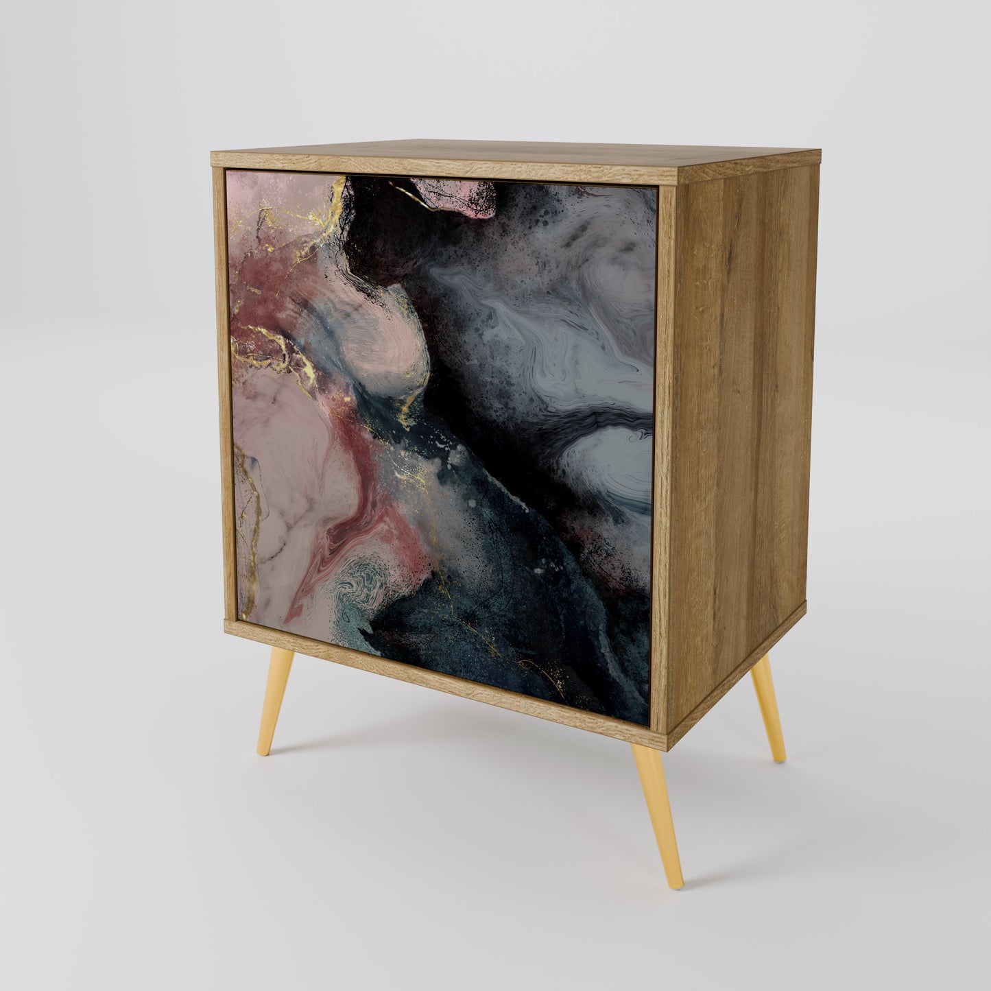 GILDED SWIRLS Madia a 1 anta effetto rovere