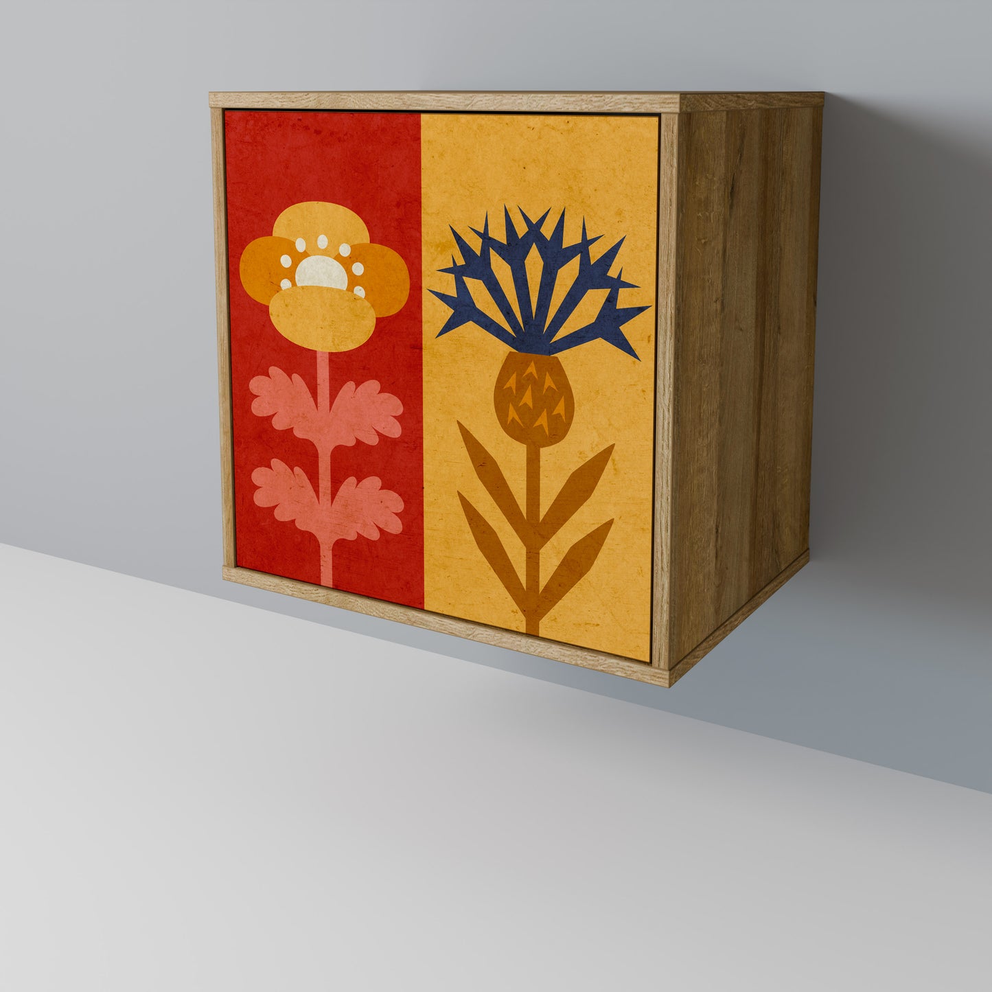 SCANDIC FLOWERET 1-Door Sideboard in Oak Effect