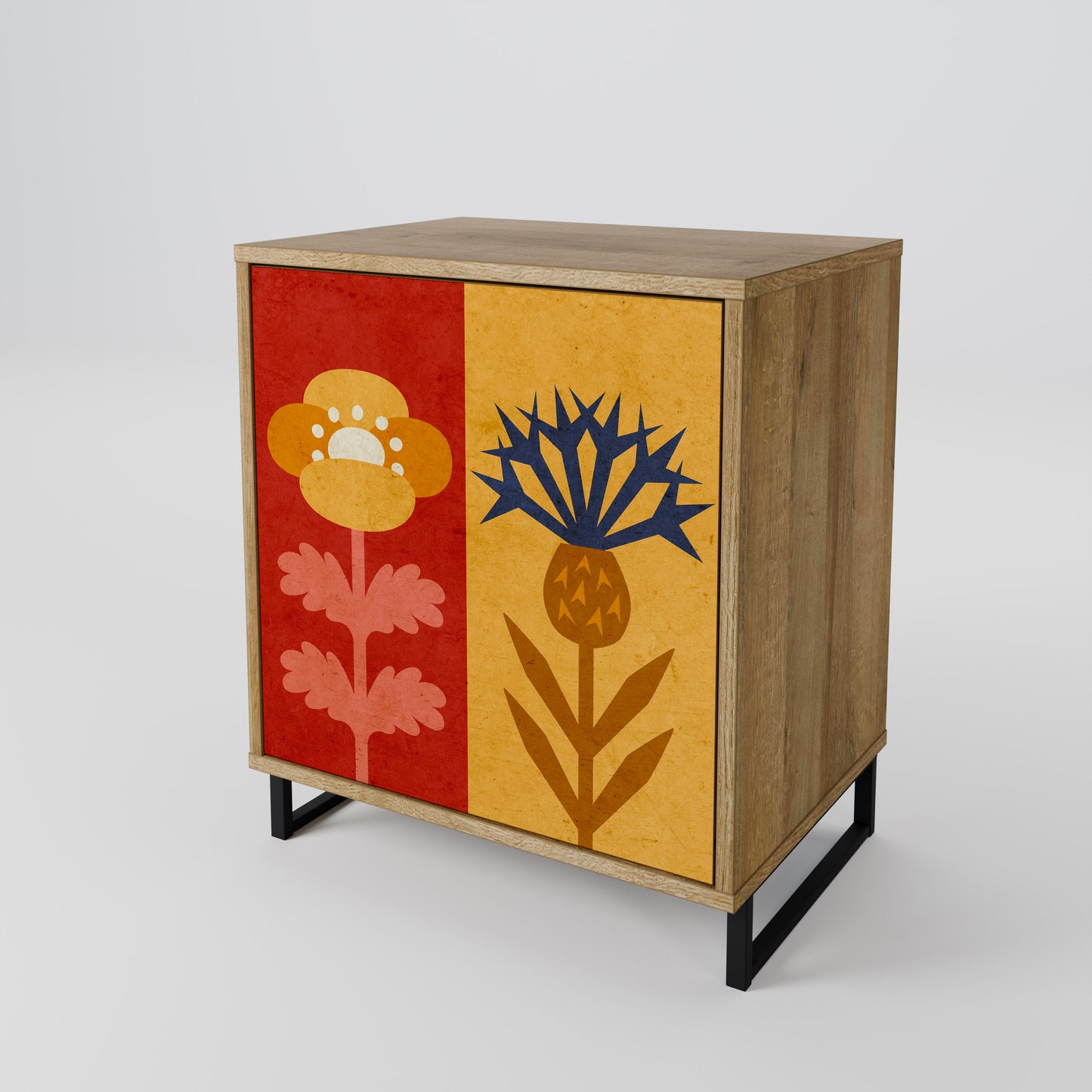 SCANDIC FLOWERET 1-Door Sideboard in Oak Effect