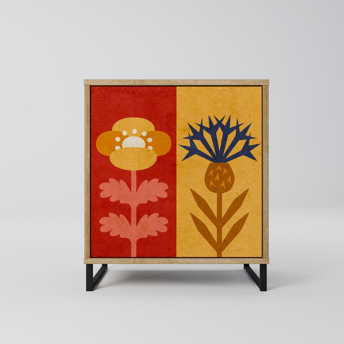 SCANDIC FLOWERET 1-Door Sideboard in Oak Effect