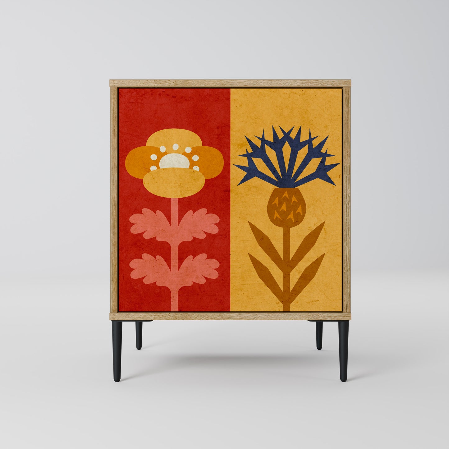 SCANDIC FLOWERET 1-Door Sideboard in Oak Effect