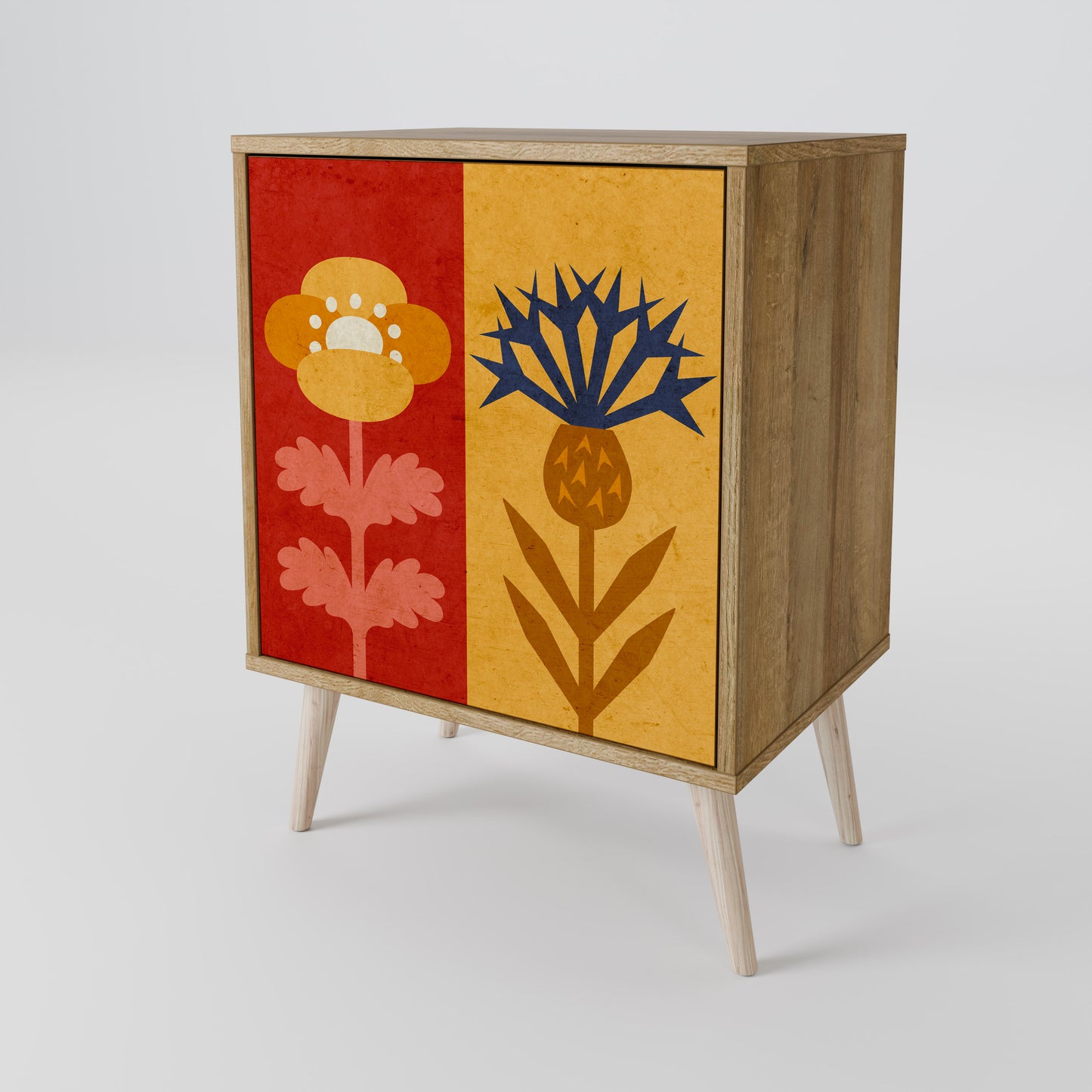 SCANDIC FLOWERET 1-Door Sideboard in Oak Effect