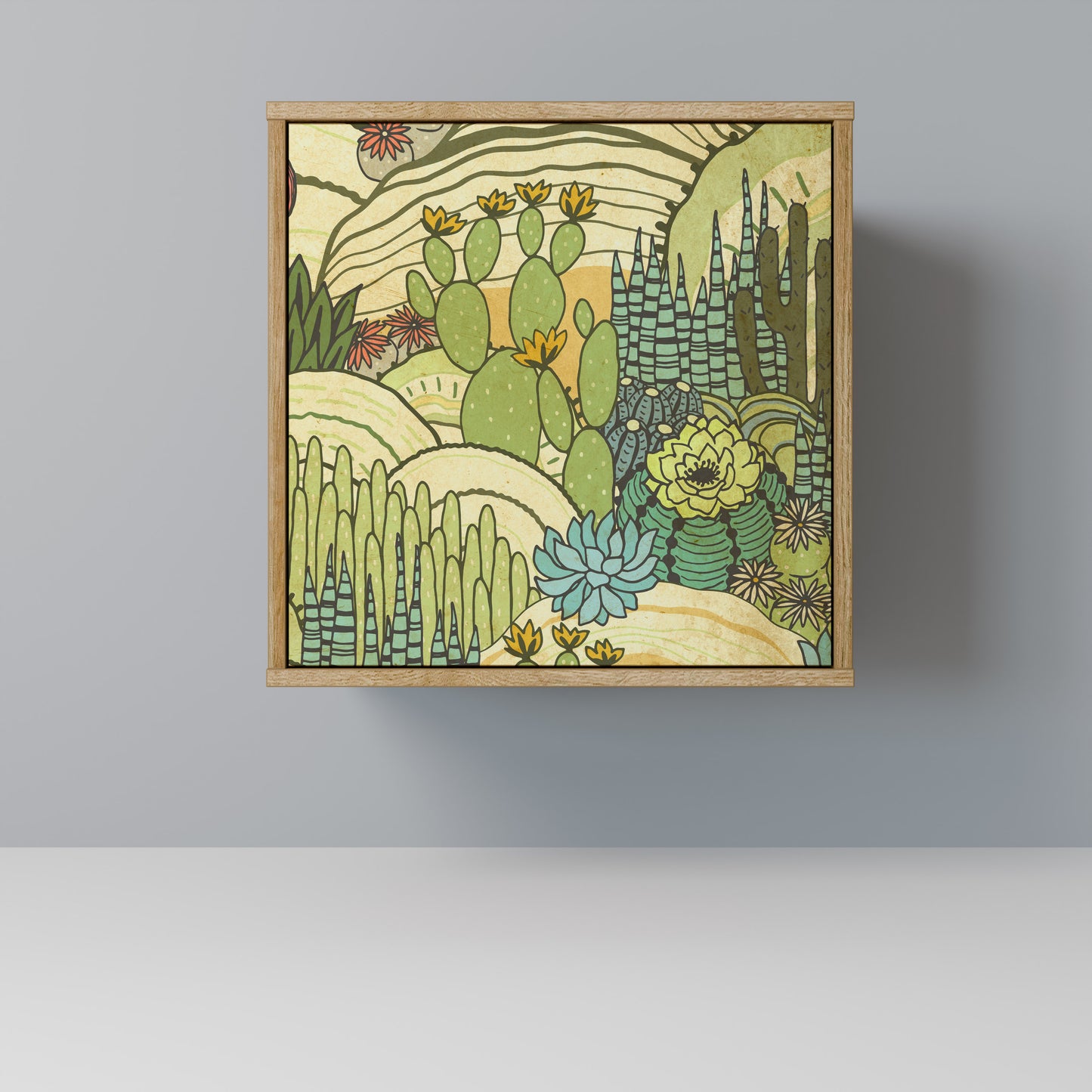 SUCCULENTS KALEIDOSCOPE Madia a 1 anta effetto rovere