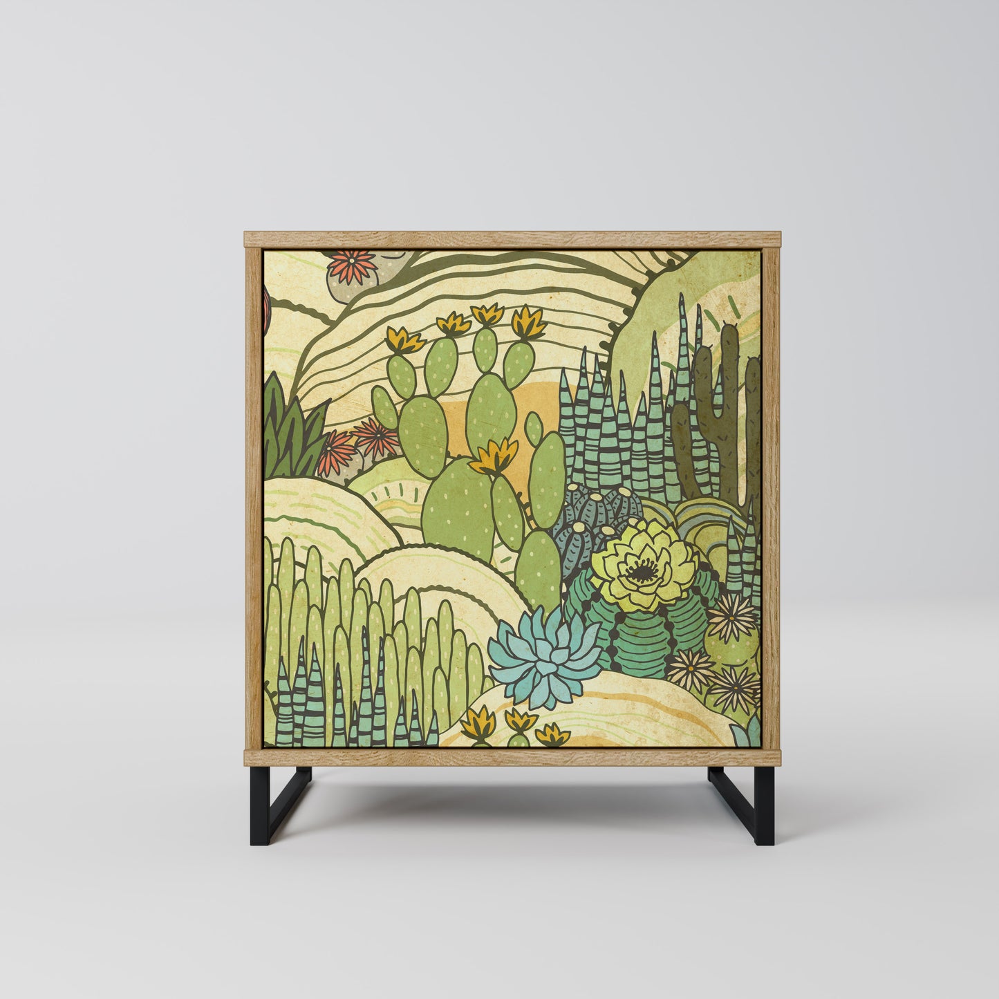 SUCCULENTS KALEIDOSCOPE Madia a 1 anta effetto rovere