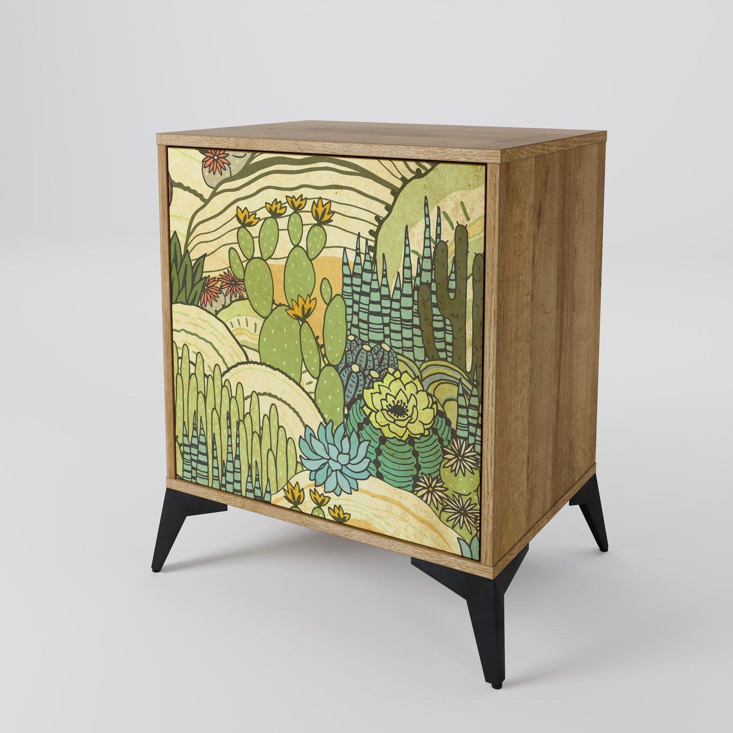 SUCCULENTS KALEIDOSCOPE Madia a 1 anta effetto rovere