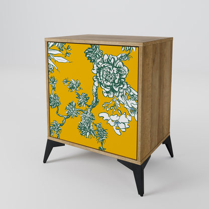 YELLOW CHINOISERIE 1-Door Sideboard in Oak Effect