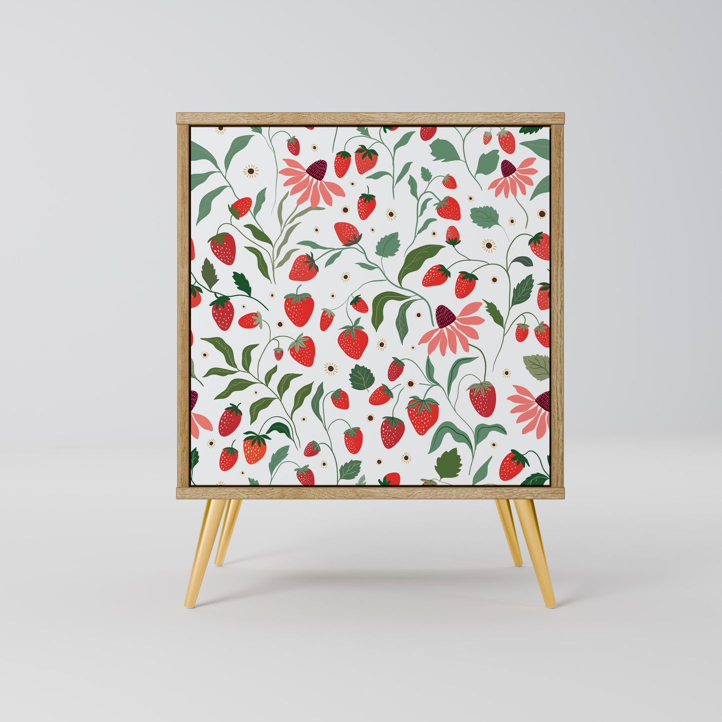 FLOWERS AND STRAWBERRIES Madia a 1 anta effetto rovere