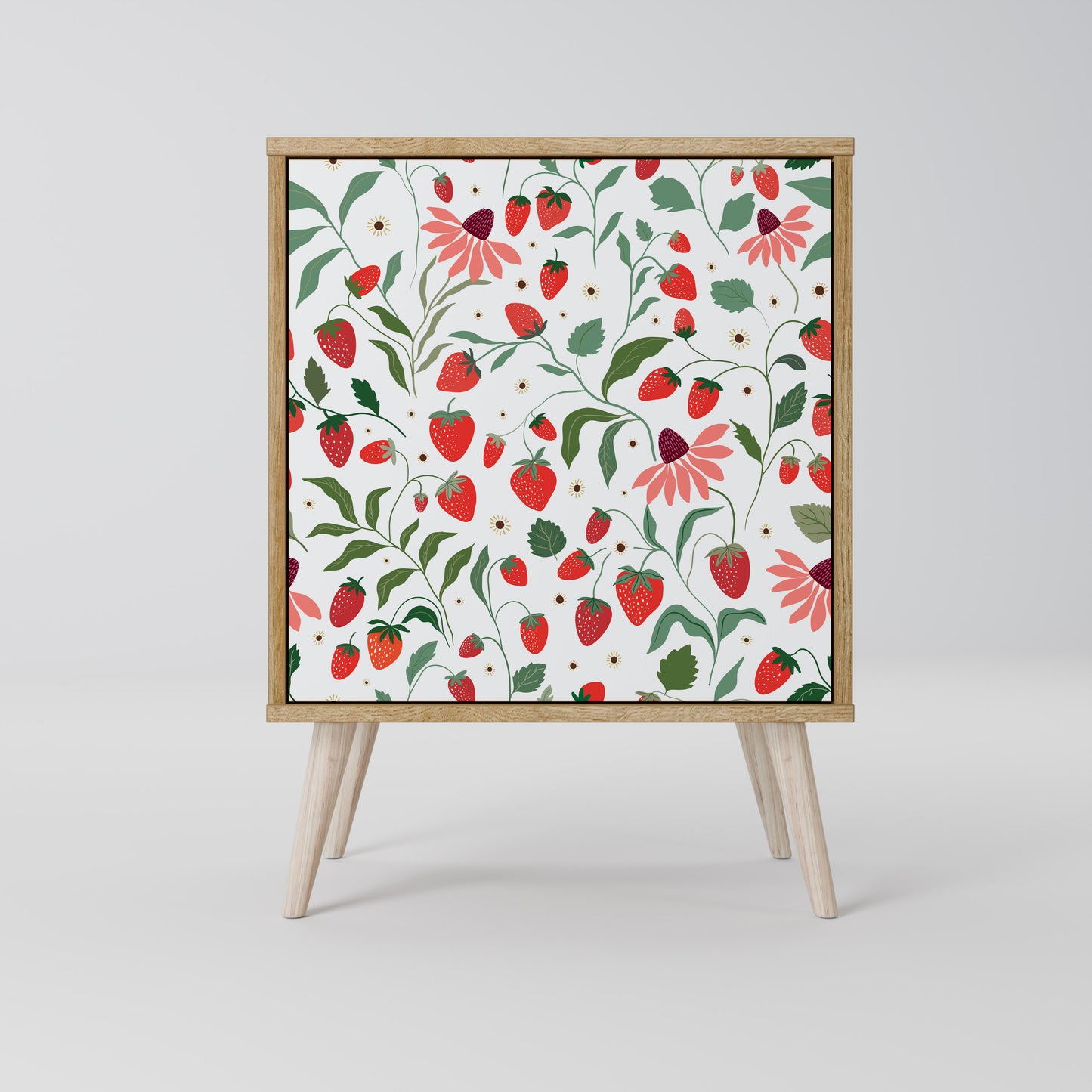 FLOWERS AND STRAWBERRIES Madia a 1 anta effetto rovere