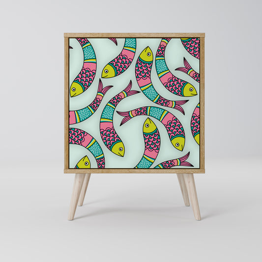 INDIAN FISH Madia a 1 anta effetto rovere