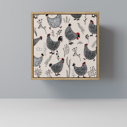 HAPPY HENS Madia a 1 anta effetto rovere