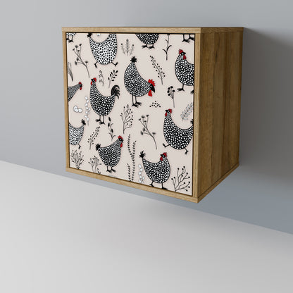 HAPPY HENS Madia a 1 anta effetto rovere