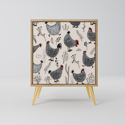 HAPPY HENS Madia a 1 anta effetto rovere