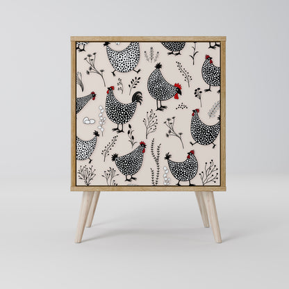 HAPPY HENS Madia a 1 anta effetto rovere