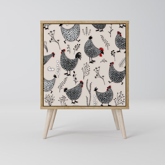 HAPPY HENS Madia a 1 anta effetto rovere