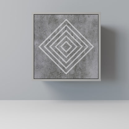 POLYGONAL ARTISTRY 1-Door Sideboard in Grey Finish