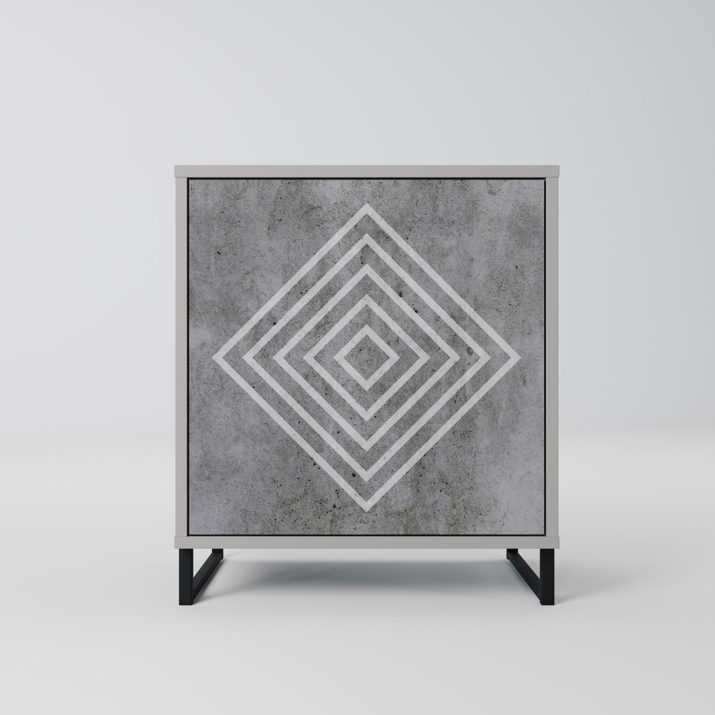POLYGONAL ARTISTRY 1-Door Sideboard in Grey Finish