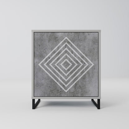 POLYGONAL ARTISTRY 1-Door Sideboard in Grey Finish
