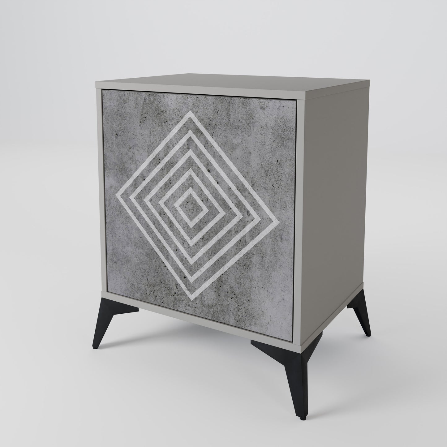 POLYGONAL ARTISTRY 1-Door Sideboard in Grey Finish