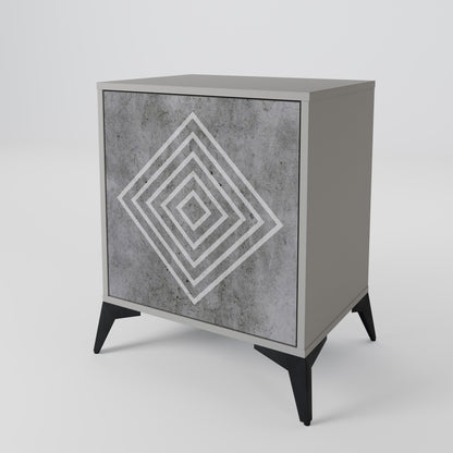 POLYGONAL ARTISTRY 1-Door Sideboard in Grey Finish