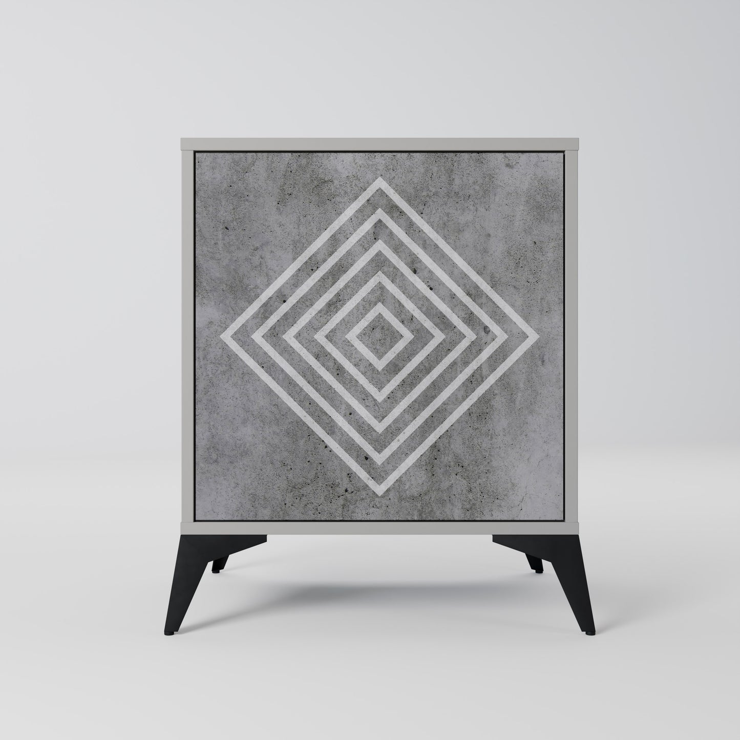 POLYGONAL ARTISTRY 1-Door Sideboard in Grey Finish