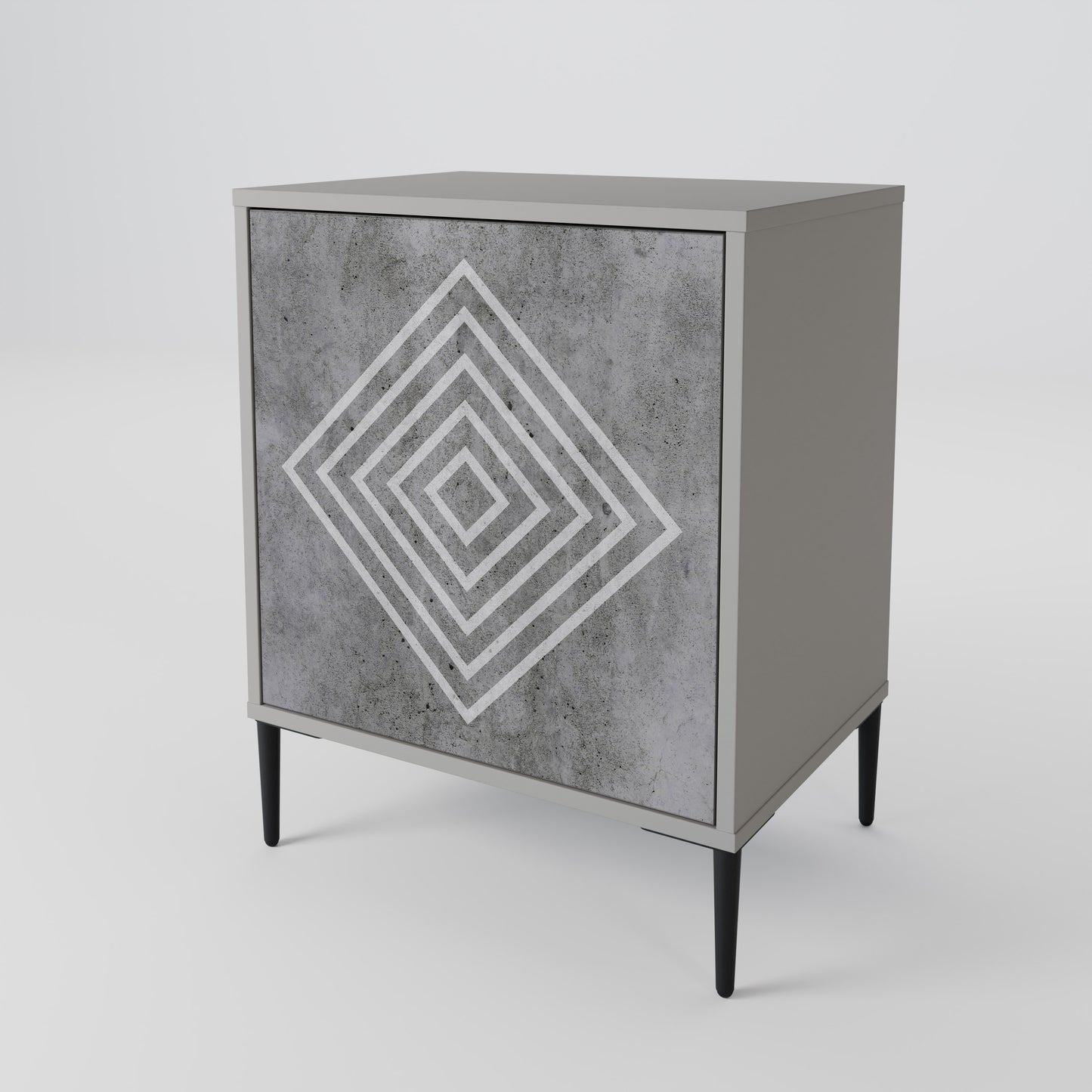 POLYGONAL ARTISTRY 1-Door Sideboard in Grey Finish