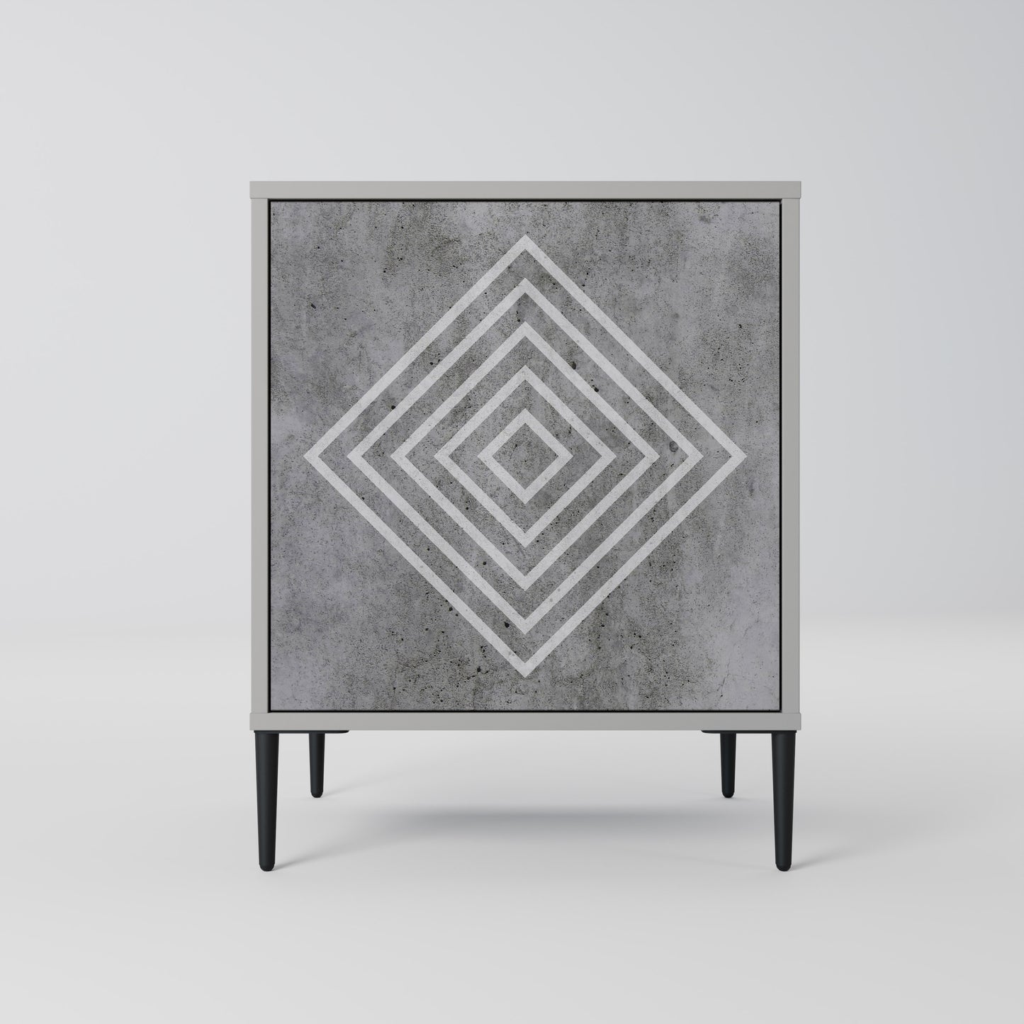 POLYGONAL ARTISTRY 1-Door Sideboard in Grey Finish