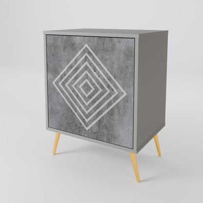 POLYGONAL ARTISTRY 1-Door Sideboard in Grey Finish