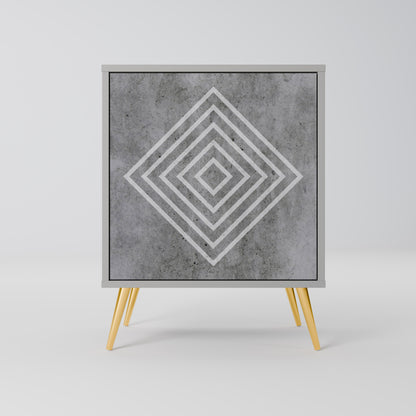 POLYGONAL ARTISTRY 1-Door Sideboard in Grey Finish