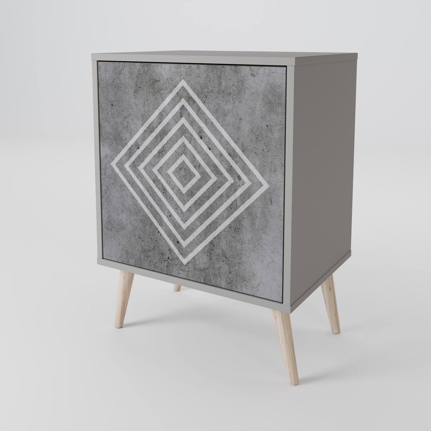 POLYGONAL ARTISTRY 1-Door Sideboard in Grey Finish