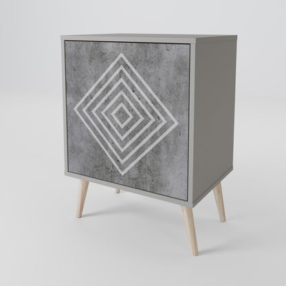 POLYGONAL ARTISTRY 1-Door Sideboard in Grey Finish