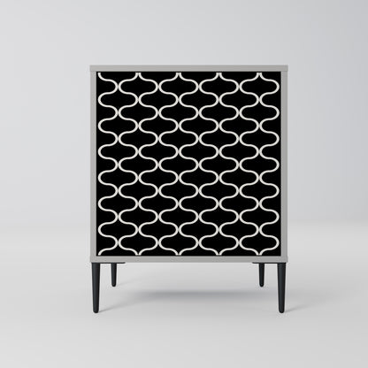 TESSELATED BLACKNESS 1-Door Sideboard in Grey Finish