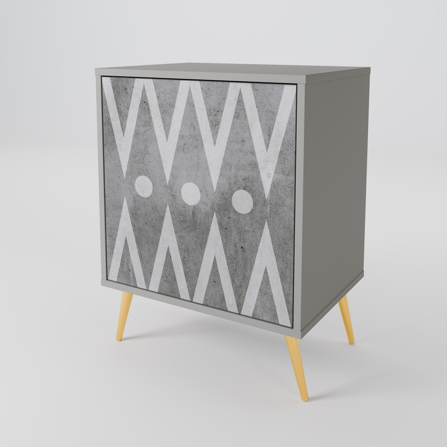 SHARP EDGES 1-Door Sideboard in Grey Finish