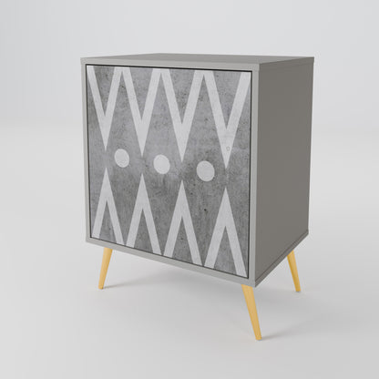 SHARP EDGES 1-Door Sideboard in Grey Finish