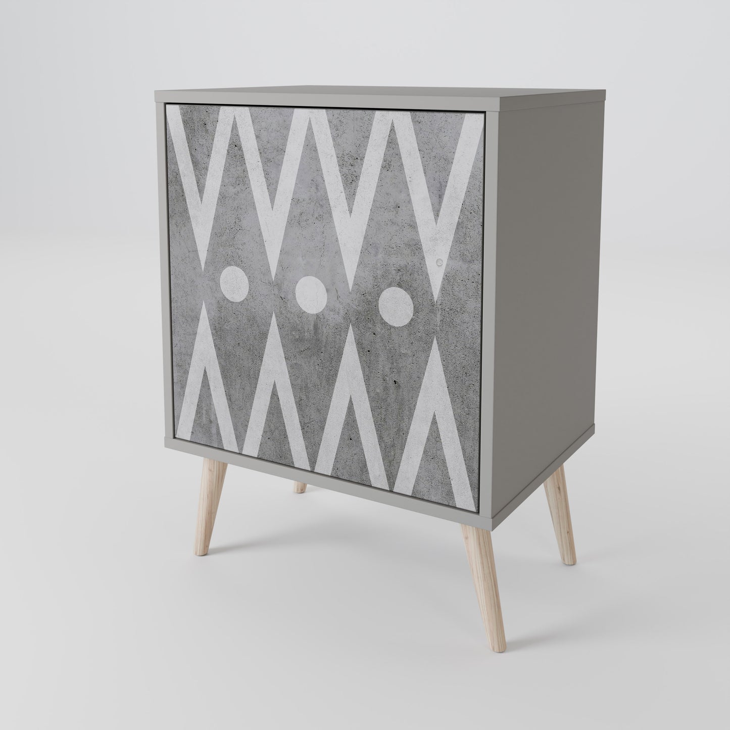 SHARP EDGES 1-Door Sideboard in Grey Finish