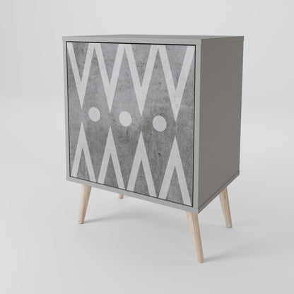 SHARP EDGES 1-Door Sideboard in Grey Finish