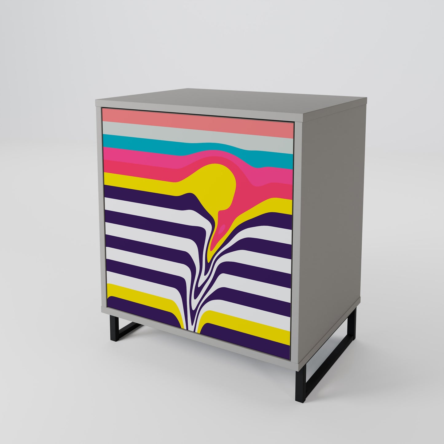 TONE COLLAPSE 1-Door Sideboard in Grey Finish