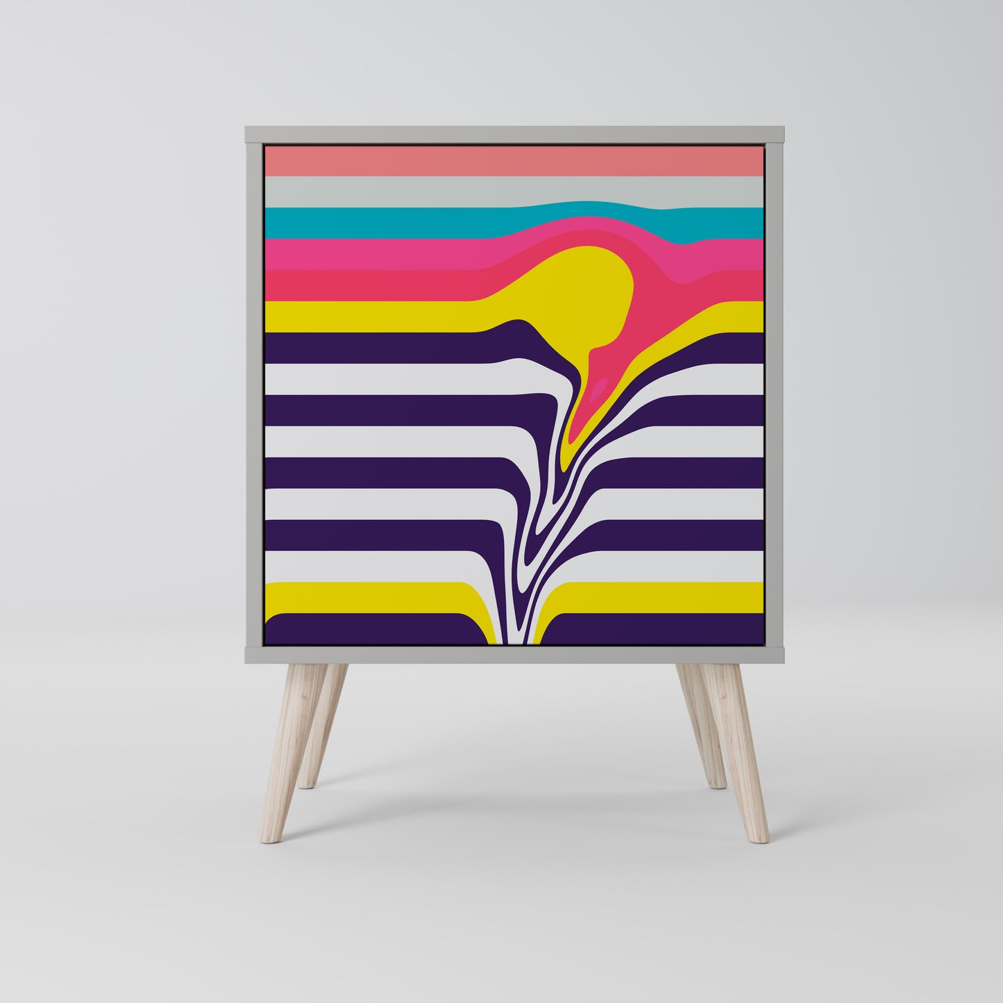 TONE COLLAPSE 1-Door Sideboard in Grey Finish