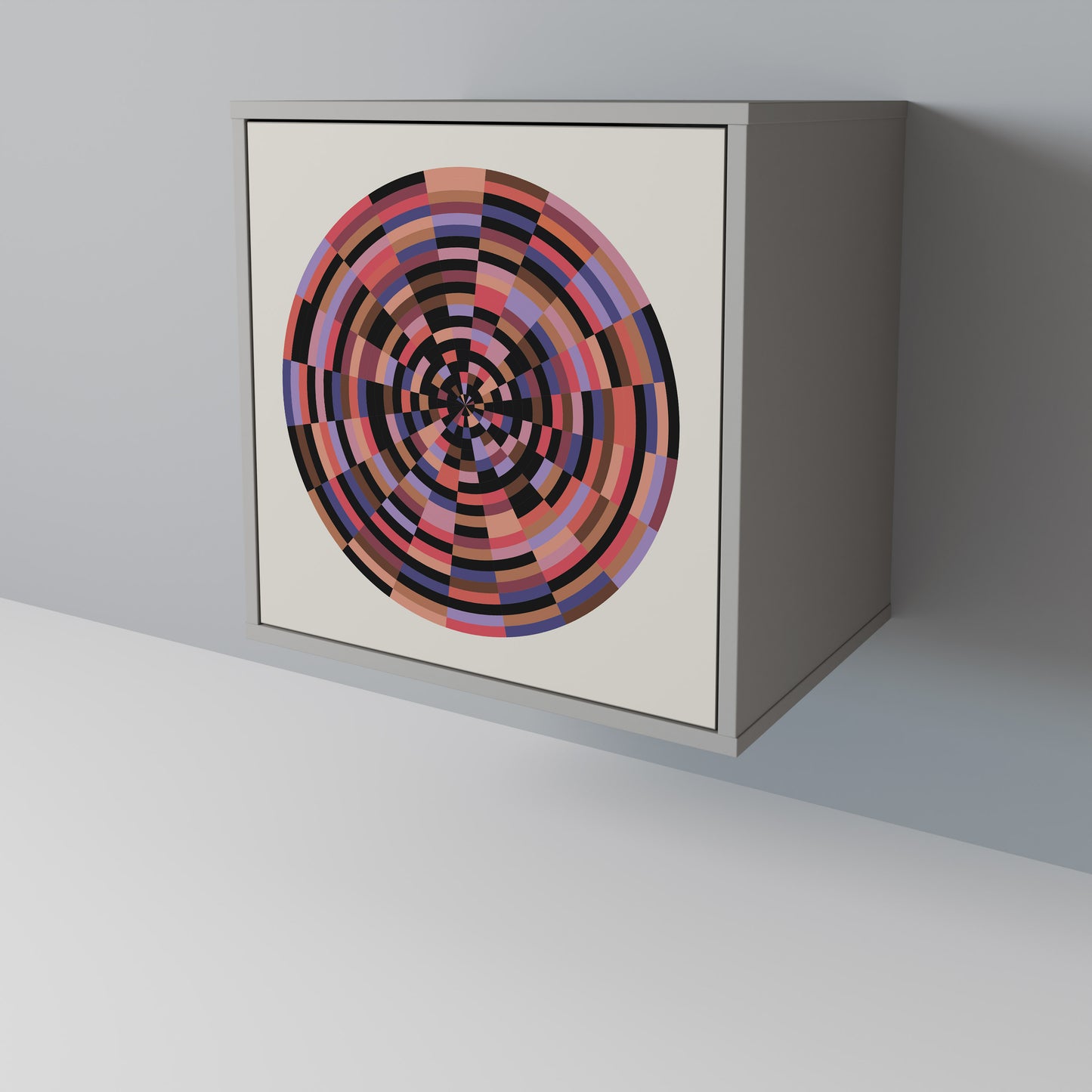 BROWN CIRCLES 1-Door Sideboard in Grey Finish