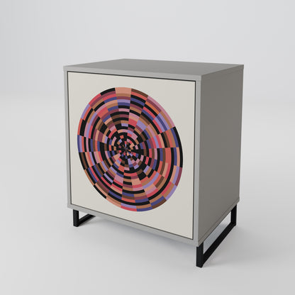 BROWN CIRCLES 1-Door Sideboard in Grey Finish