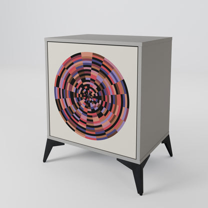 BROWN CIRCLES 1-Door Sideboard in Grey Finish