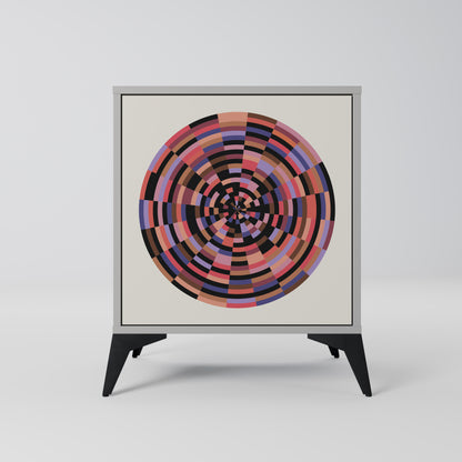 BROWN CIRCLES 1-Door Sideboard in Grey Finish