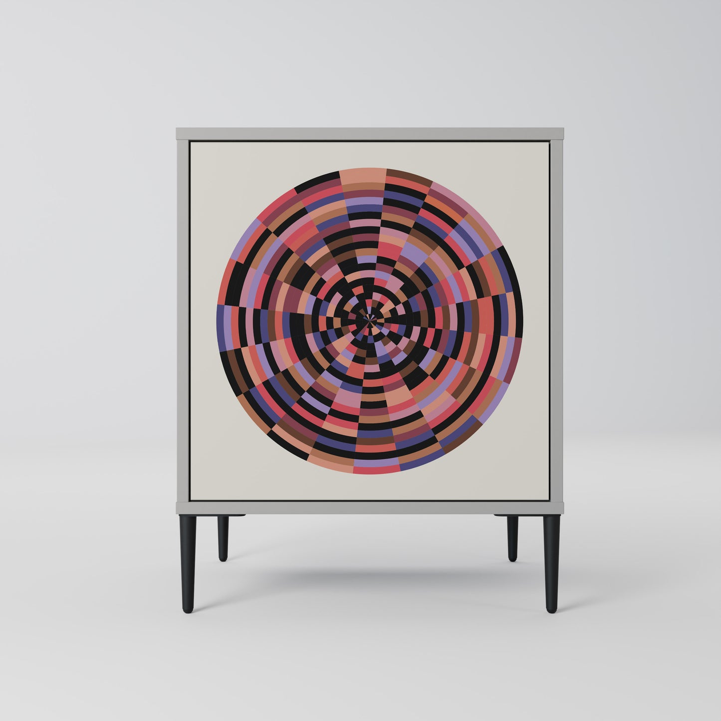 BROWN CIRCLES 1-Door Sideboard in Grey Finish