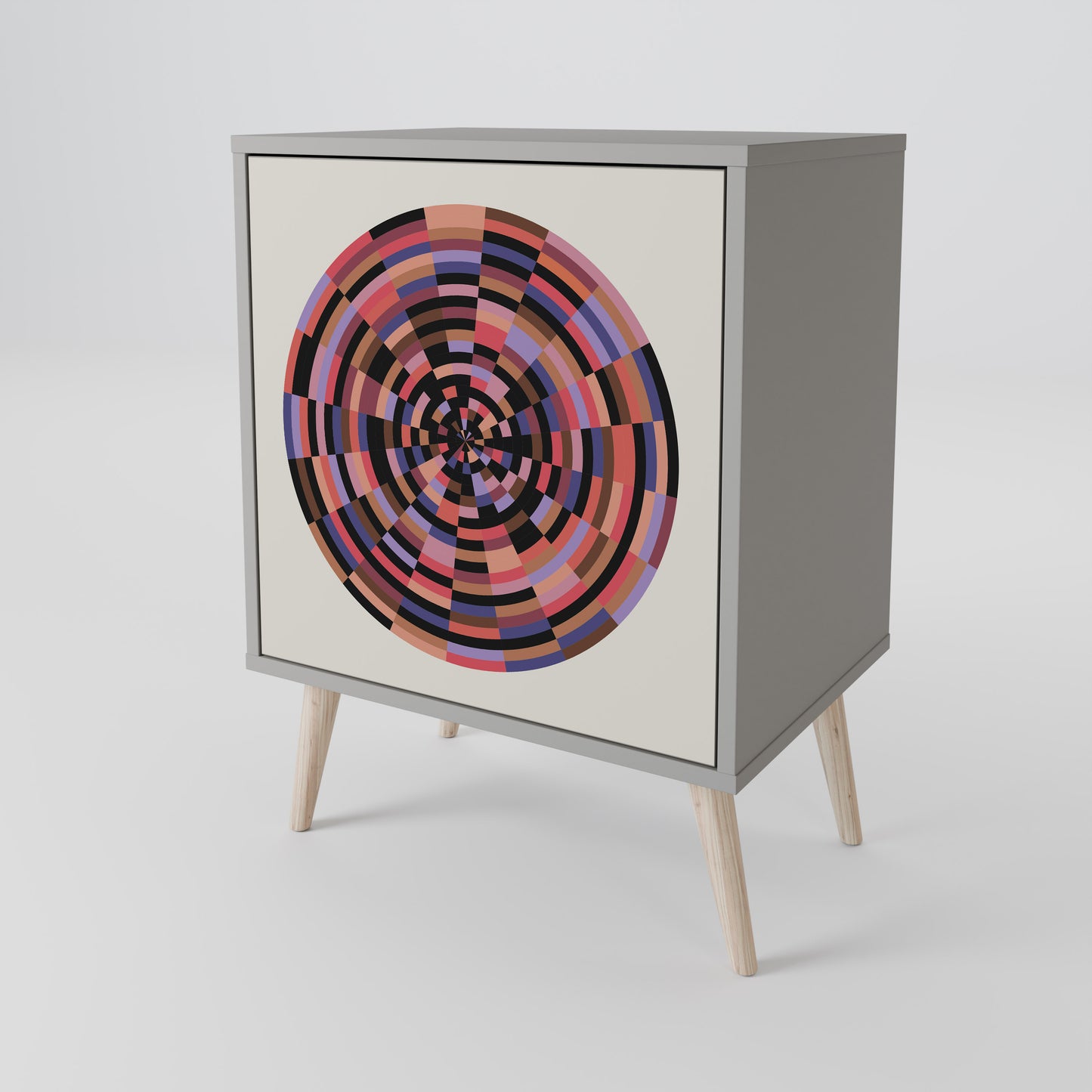 BROWN CIRCLES 1-Door Sideboard in Grey Finish