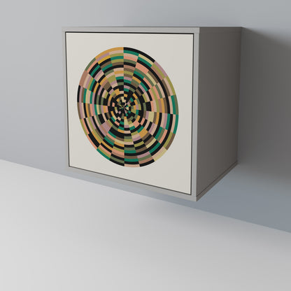 GREEN CIRCLES 1-Door Sideboard in Grey Finish