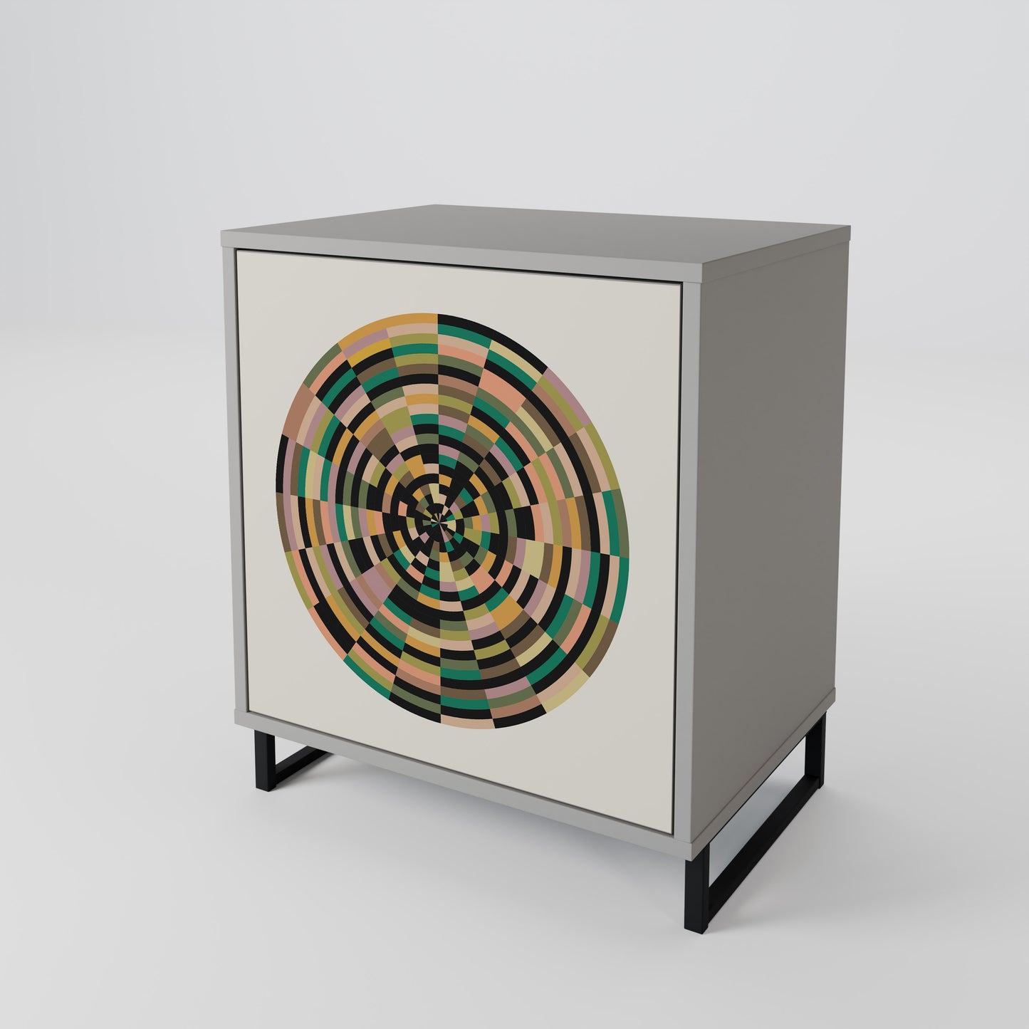 GREEN CIRCLES 1-Door Sideboard in Grey Finish