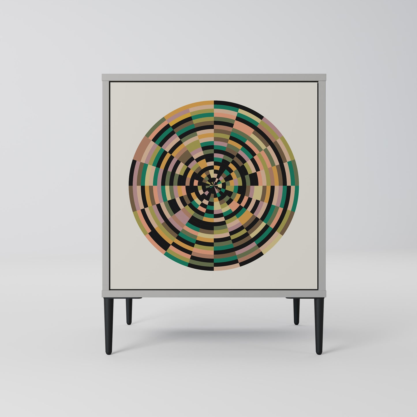 GREEN CIRCLES 1-Door Sideboard in Grey Finish