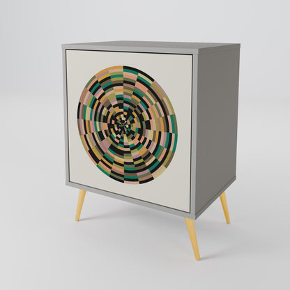 GREEN CIRCLES 1-Door Sideboard in Grey Finish