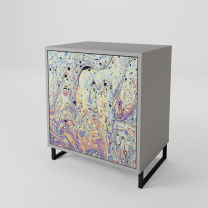 MOSAIC OF COLORS 1-Door Sideboard in Grey Finish
